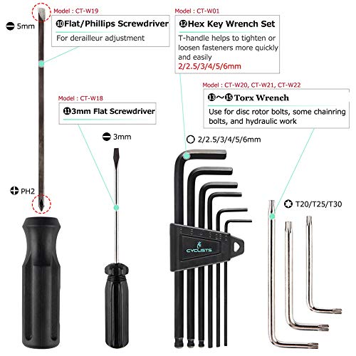 23 Piece Bike Tool Kit - Bicycle Repair Tool Box Compatible - Moun...