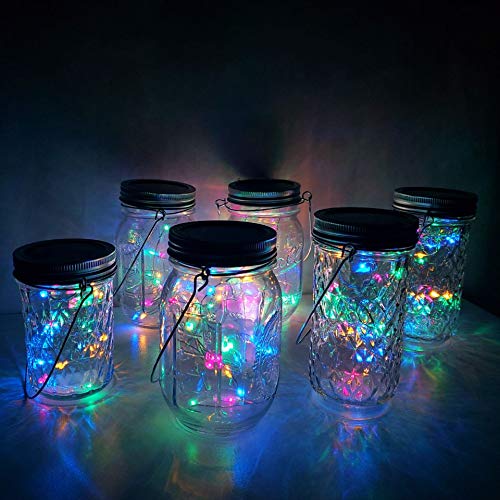 Cynzia Solar Mason Jar Lid Lights, 8 Pack 10 LED Waterproof Fairy ...