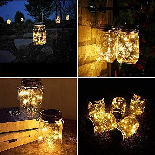 Cynzia Solar Mason Jar Lid Lights, 8 Pack 20 LED Waterproof Fairy ...