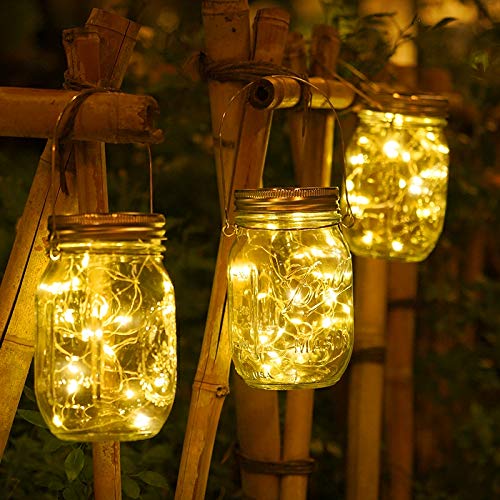 Cynzia Upgraded Solar Mason Jar Lights, 12 Pack 30 LED Mason Jar L...