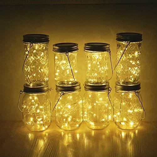 Cynzia Upgraded Solar Mason Jar Lights, 12 Pack 30 LED Mason Jar L...