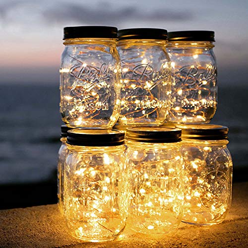 Cynzia Upgraded Solar Mason Jar Lights, 12 Pack 30 LED Mason Jar L...