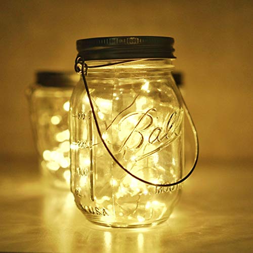 Cynzia Upgraded Solar Mason Jar Lights, 12 Pack 30 LED Mason Jar L...