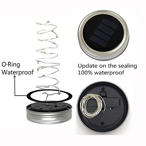Solar Mason Jar Lid Lights, 6 Pack 20 LED Waterproof Fairy Star Fi...