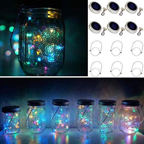Solar Mason Jar Lid Lights, 6 Pack 20 LED Waterproof Fairy Star Fi...