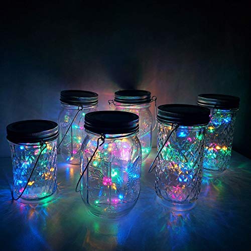 Solar Mason Jar Lid Lights, 6 Pack 20 LED Waterproof Fairy Star Fi...