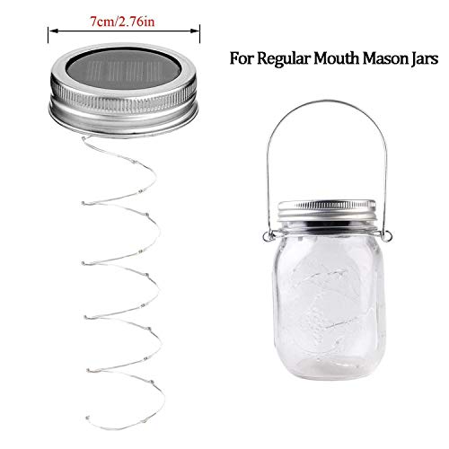 Solar Mason Jar Lights, 6 Pack 10 LED Jar Lid String Lights with 6...