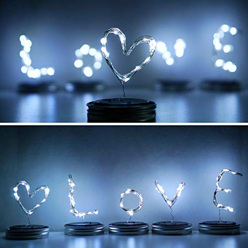 Solar Mason Jar Lights, 6 Pack 10 LED Jar Lid String Lights with 6...