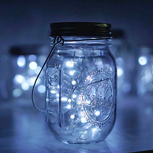 Solar Mason Jar Lights, 6 Pack 10 LED Jar Lid String Lights with 6...