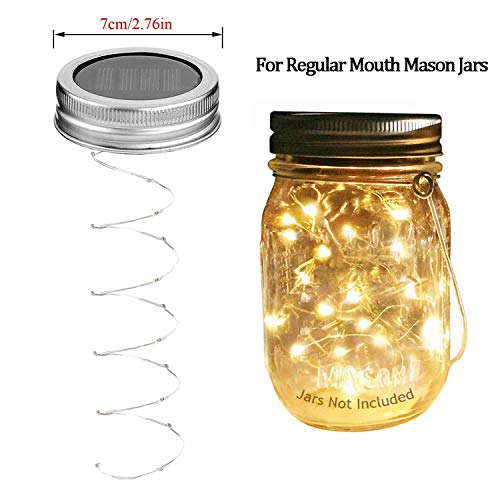 Solar Mason Jar Lights, 8 Pack 10 LED Jar Lid String Lights with 8...