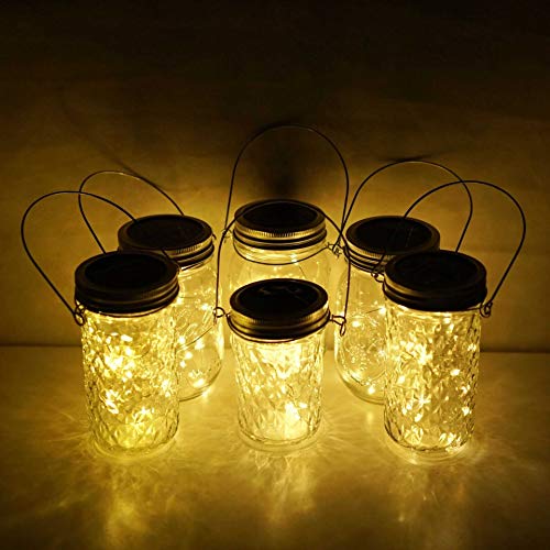 Solar Mason Jar Lights, 8 Pack 10 LED Jar Lid String Lights with 8...
