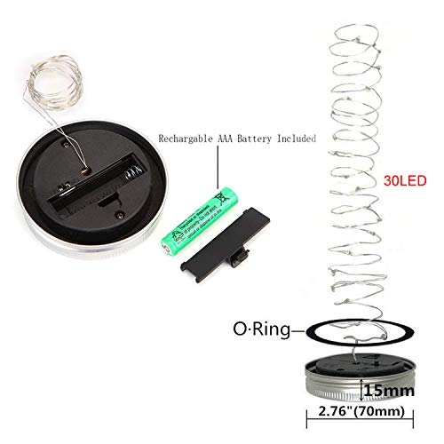 Upgraded Solar Mason Jar Lights, 12 Pack 30 LED Mason Jar Lid Ligh...