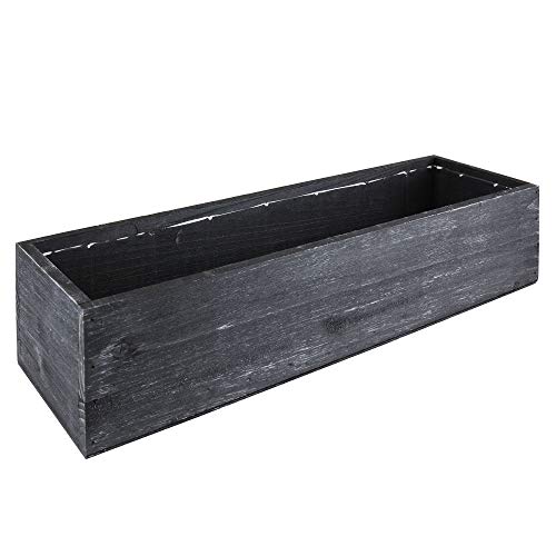 CYS EXCEL Natural Black Wood Planter Rectangle Box with Leak-Proof...