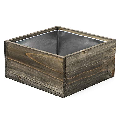 CYS EXCEL Wood Square Planter Box with Removable Zinc Metal Liner ...
