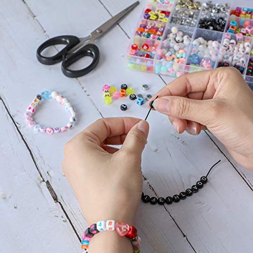 1200 Pieces Acrylic Alphabet Letter Beads A-Z Heart Pattern Beads ...