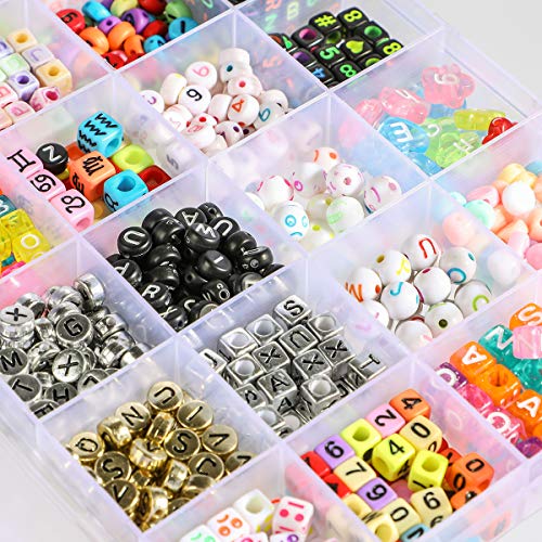 1200 Pieces Acrylic Alphabet Letter Beads A-Z Heart Pattern Beads ...