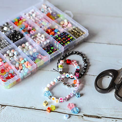 1200 Pieces Acrylic Alphabet Letter Beads A-Z Heart Pattern Beads ...