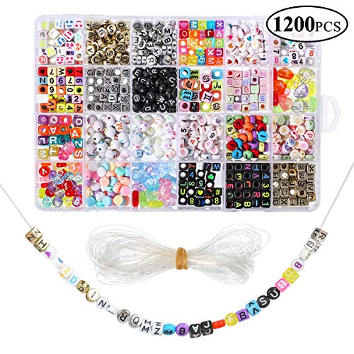 1200 Pieces Acrylic Alphabet Letter Beads A-Z Heart Pattern Beads ...