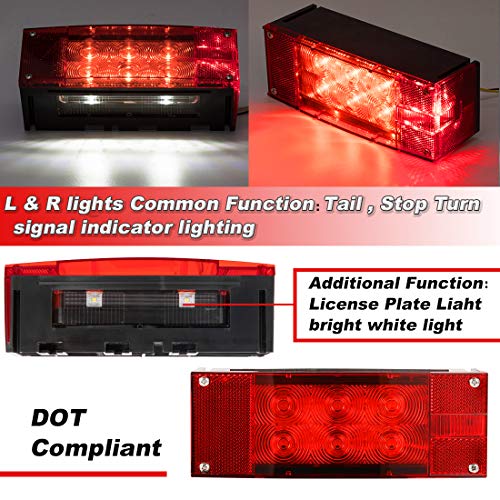 CZC AUTO 2PCS 12V LED Submersible Low Profile Rectangular Trailer ...