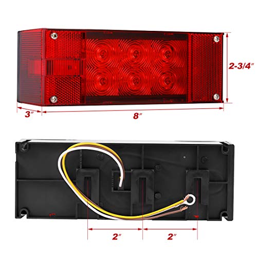 CZC AUTO 2PCS 12V LED Submersible Low Profile Rectangular Trailer ...
