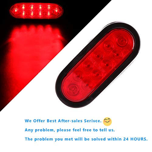 CZC AUTO 6 LED Waterproof Oval Red Trailer Lights Rear Stop Turn...