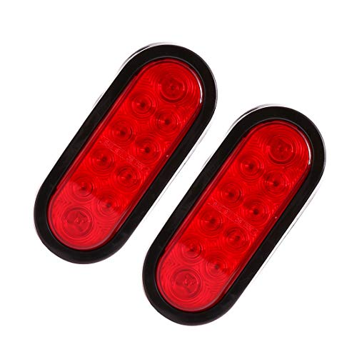 CZC AUTO 6 LED Waterproof Oval Red Trailer Lights Rear Stop Turn...