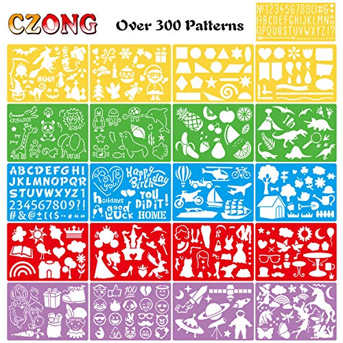 CZONG 21 Pieces Drawing Stencils Set for Kids Over 300 Different P...
