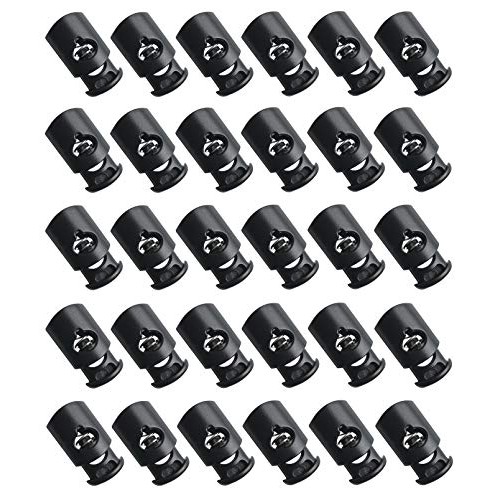 30 Pcs Plastic Drawstring Toggle Spring Stop Single Hole String Co...