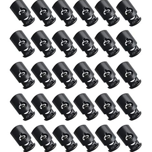 30 Pcs Plastic Drawstring Toggle Spring Stop Single Hole String Co...