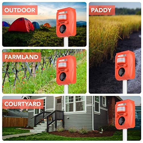 DURANOM Ultrasonic Animal Repeller Outdoor - Cat Deer Repellent So...
