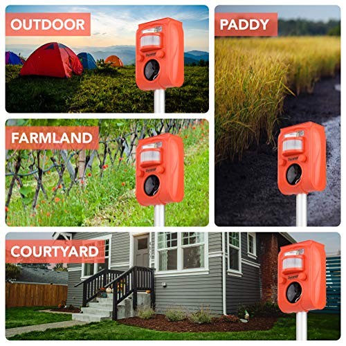 DURANOM Ultrasonic Animal Repeller Outdoor - Cat Deer Repellent So...