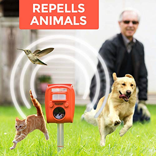 DURANOM Ultrasonic Animal Repeller Outdoor - Cat Deer Repellent So...