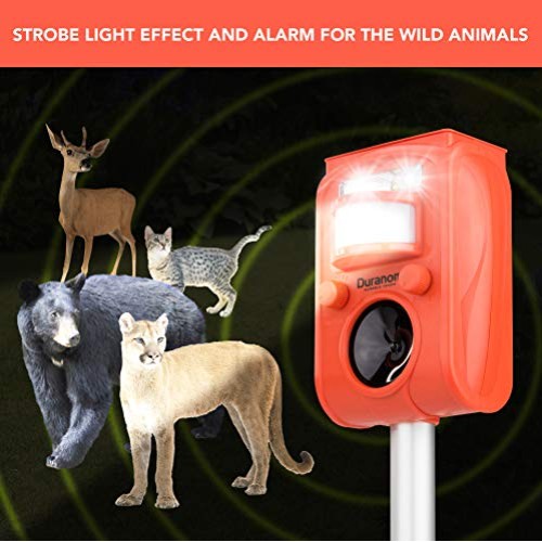 DURANOM Ultrasonic Animal Repeller Outdoor - Cat Deer Repellent So...