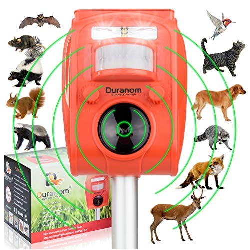 DURANOM Ultrasonic Animal Repeller Outdoor - Cat Deer Repellent So...