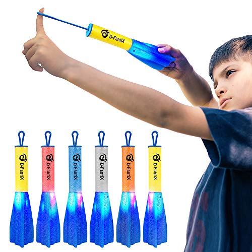 D-FantiX Slingshot Finger Rockets Toys for Kids, 6 Pack LED Foam R...