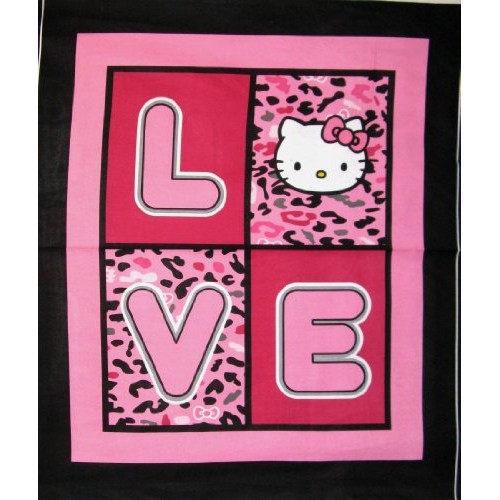43 Wide HELLO KITTY Cheetah Love Cotton Fabric By The Panel