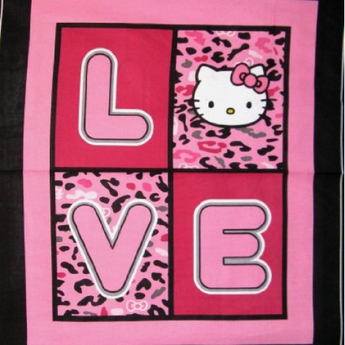 43 Wide HELLO KITTY Cheetah Love Cotton Fabric By The Panel