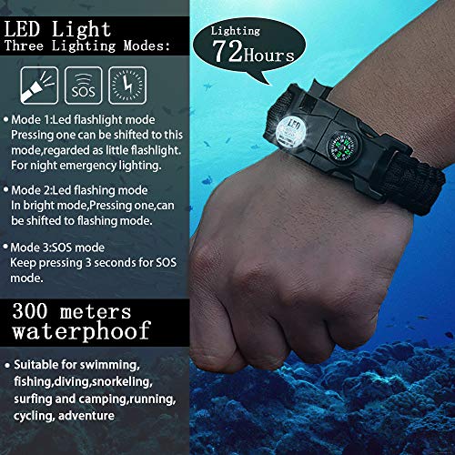 daarcin Adjustable Survival Paracord Bracelet, AK87 20 in 1,Ultima...
