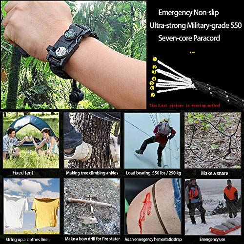 daarcin Adjustable Survival Paracord Bracelet, AK87 20 in 1,Ultima...