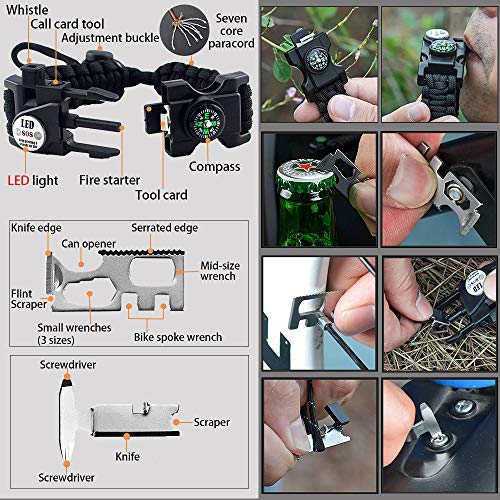 daarcin Adjustable Survival Paracord Bracelet, AK87 20 in 1,Ultima...