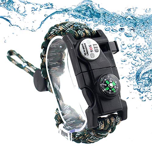 Daarcin Survival Paracord Bracelet,Fire Starter,Waterproof SOS Lig...