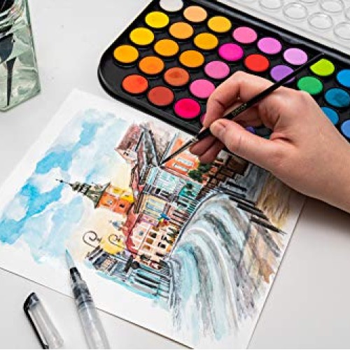 Daco Watercolor Paint Set, Travel-Friendly Art Set of 48 Easy Blen...
