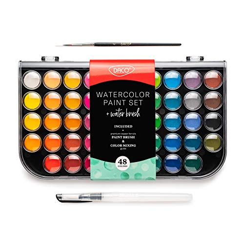 Daco Watercolor Paint Set, Travel-Friendly Art Set of 48 Easy Blen...