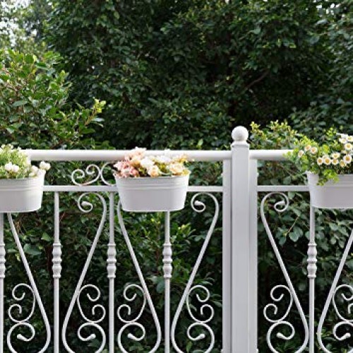 Dahey 3 Pack Metal Iron Hanging Flower Pots for Railing Fence Hang...