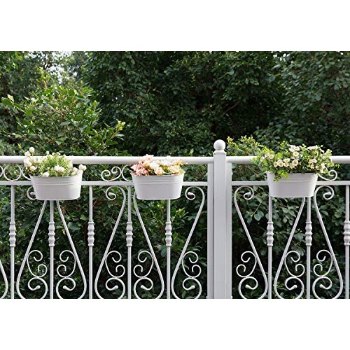Dahey 3 Pack Metal Iron Hanging Flower Pots for Railing Fence Hang...