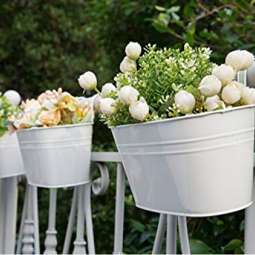 Dahey 3 Pack Metal Iron Hanging Flower Pots for Railing Fence Hang...