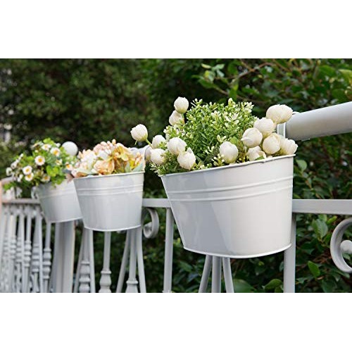 Dahey 3 Pack Metal Iron Hanging Flower Pots for Railing Fence Hang...