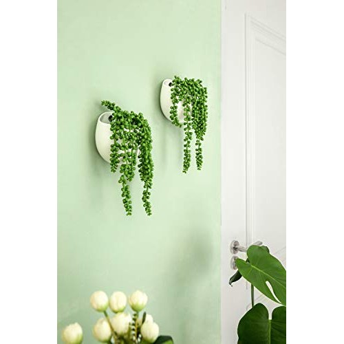 Dahey Wall Planters with Fake String of Pearls Plant Artificial Su...