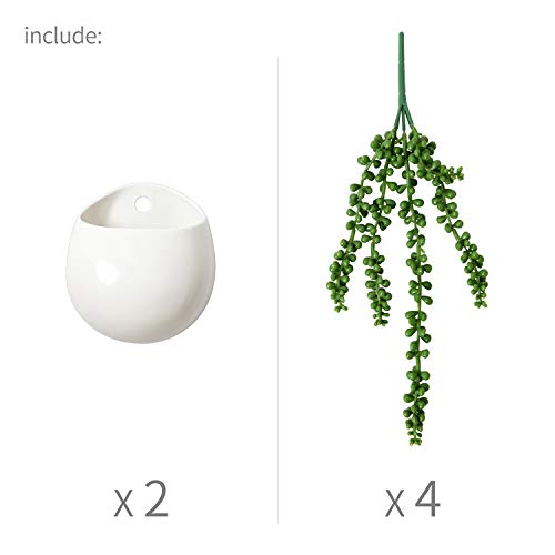 Dahey Wall Planters with Fake String of Pearls Plant Artificial Su...