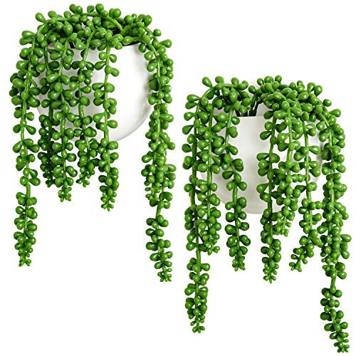 Dahey Wall Planters with Fake String of Pearls Plant Artificial Su...